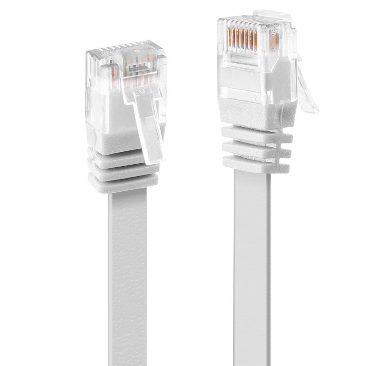 Cablu de retea cat 6 UTP Flat alb 10m, Lindy L47505 imagine noua