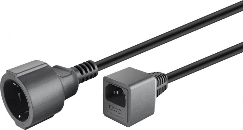 Cablu prelungitor pentru UPS Schuko la C14 0.2m siguranta 10A, Goobay 51476 0.2m