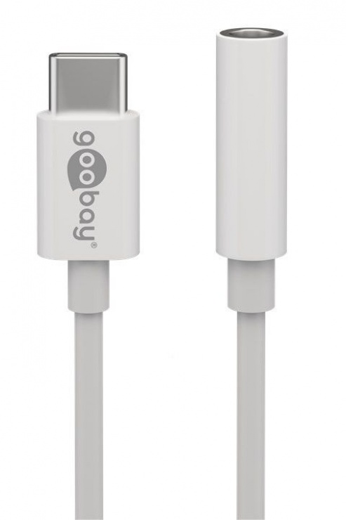 Adaptor audio usb-c la jack 3.5mm t-m alb 10cm, goobay 55646
