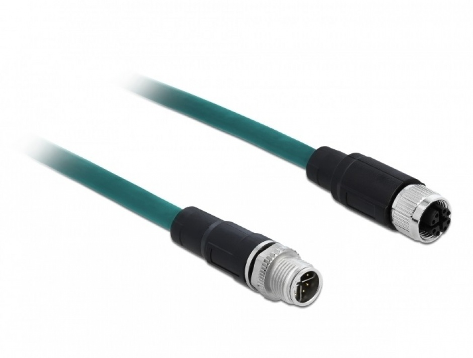 Cablu de retea M12 8 pini X-coded TPU 2m, Delock 85422 2m imagine noua 2022