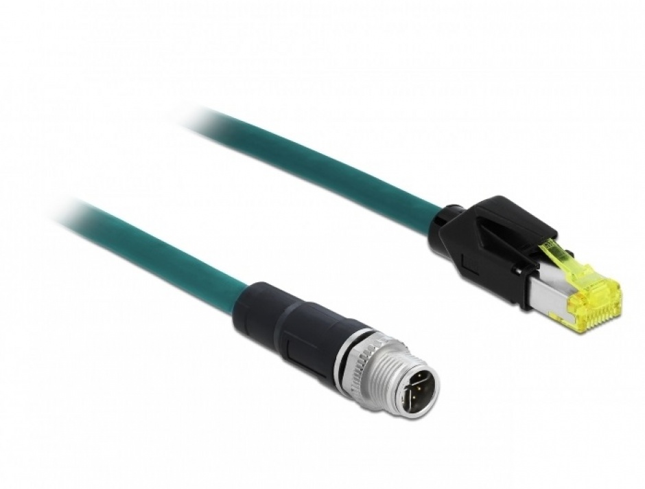 Cablu de retea M12 8 pini X-coded la RJ45 Hirose TPU 2m, Delock 85430 2m imagine noua 2022