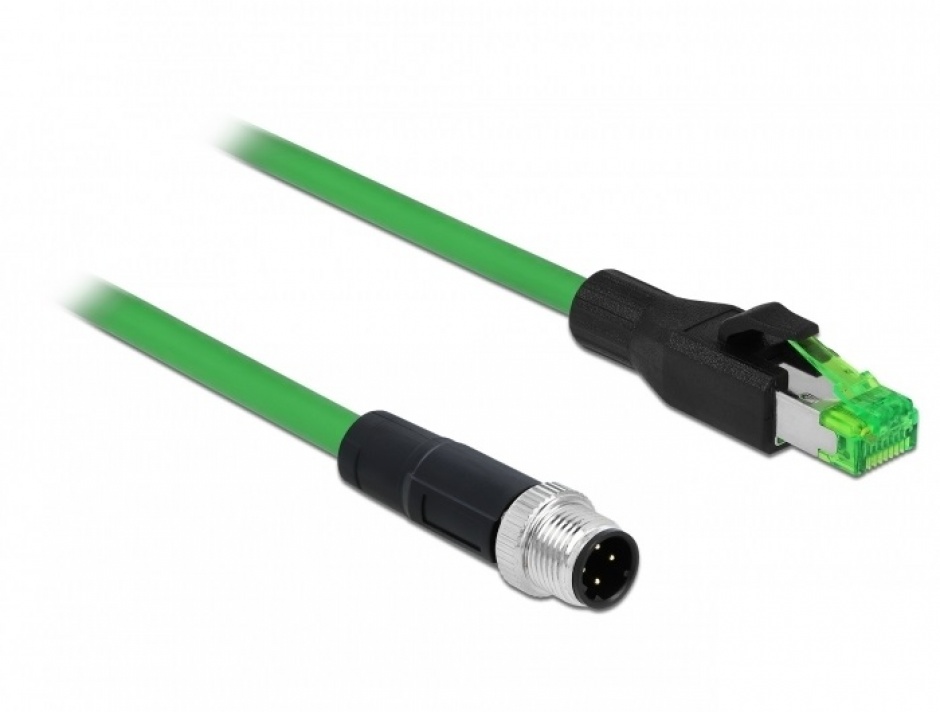 Cablu de retea M12 4 pini D-coded la RJ45 PVC 2m, Delock 85438 2m imagine noua 2022
