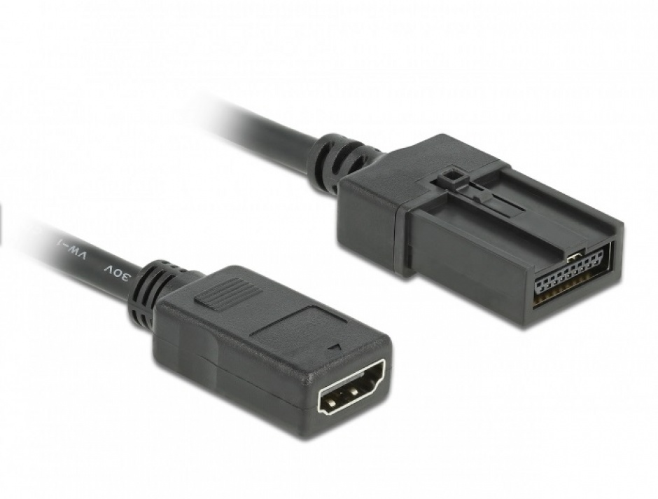 Cablu automotiv HDMI-A 4K30Hz la HDMI-E M-T 3m Negru, Delock 85287