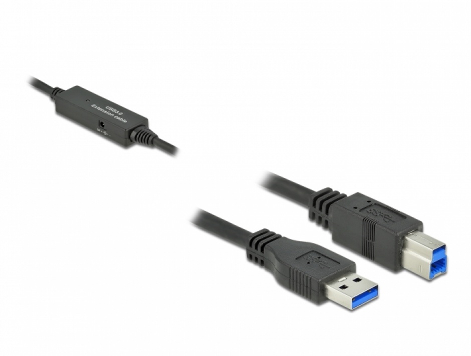 Cablu usb 3.2 gen 1-a la usb-b activ t-t 5m negru, delock 85379