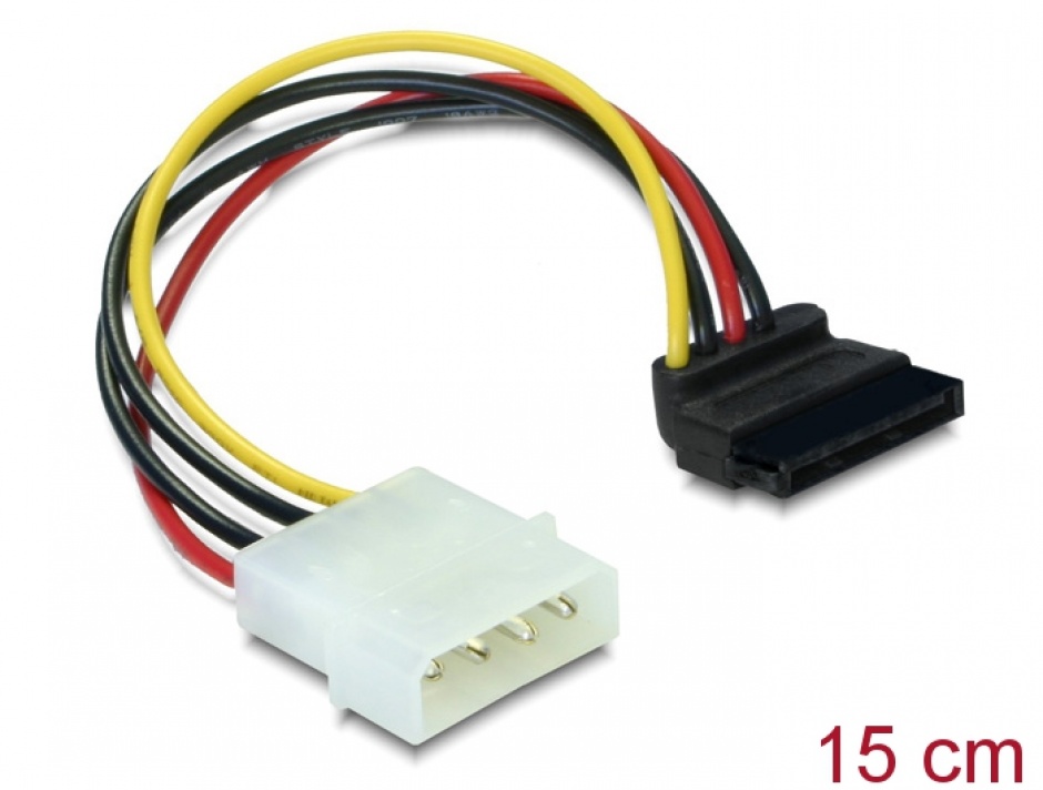 Cablu de alimentare SATA unghi 90 grade la Molex 4 pini, Delock 60101 conectica.ro