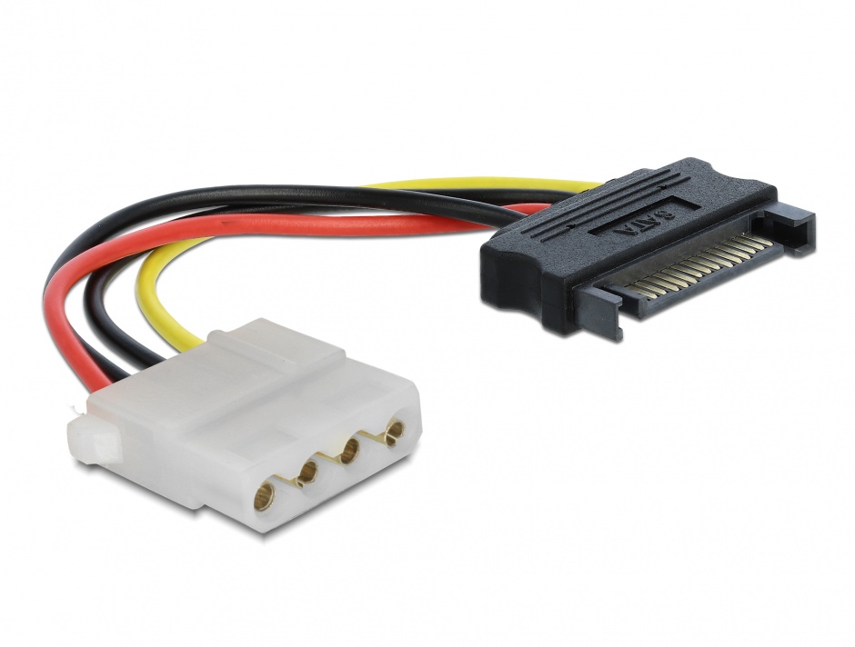 Cablu alimentare sata 15 pini la molex t-m 12cm, delock 60115