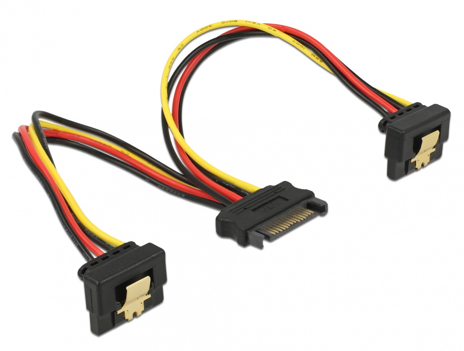 Cablu de alimentare sata 15 pini la 2 x sata in unghi, delock 60128