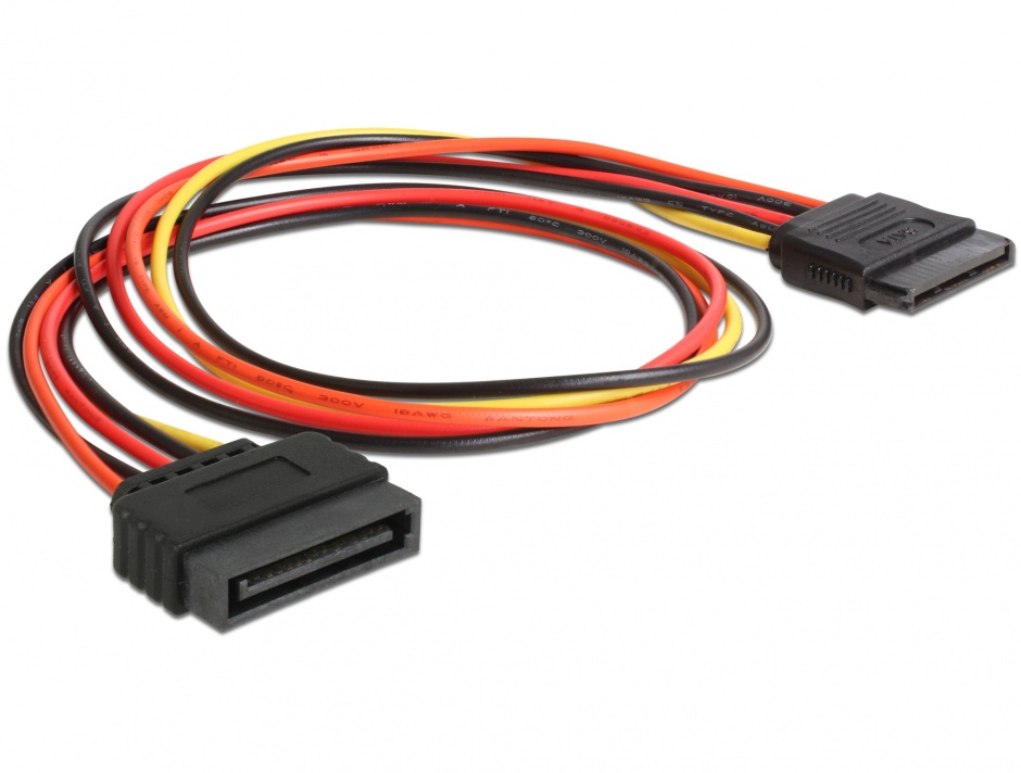 Cablu prelungitor alimentare sata 15 pini 50cm, delock 60132