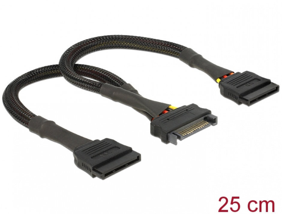 Cablu alimentare sata la 2 x sata 25 cm, delock 60135