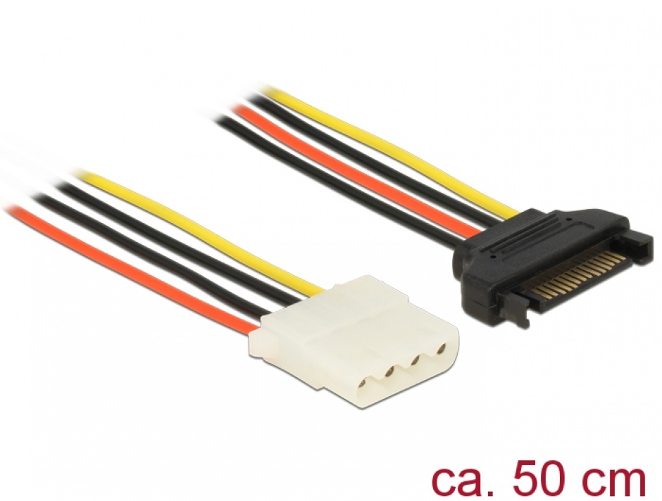 Cablu de alimentare SATA la Molex T-M 50cm, Delock 60137
