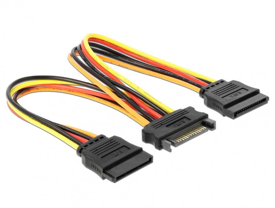 Cablu de alimentare sata la 2 x sata 12v t-m 15cm, delock 60143