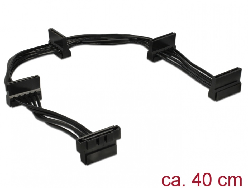 Cablu de alimentare sata la 4 x sata 15 pini 40cm negru, delock 60144
