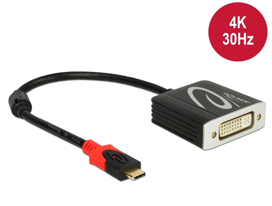 Adaptor USB-C la DVI (DP Alt Mode) 4K 30 Hz T-M, Delock 61213 61213 imagine noua 2022