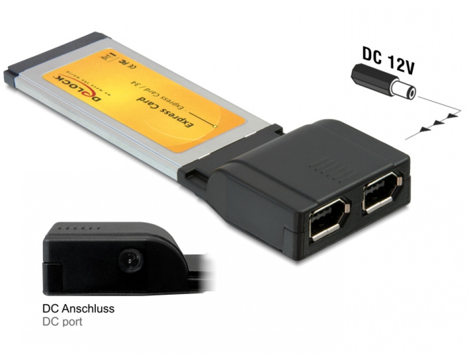 Placa express card la 2 x firewire 600 chipset ti, delock 61387