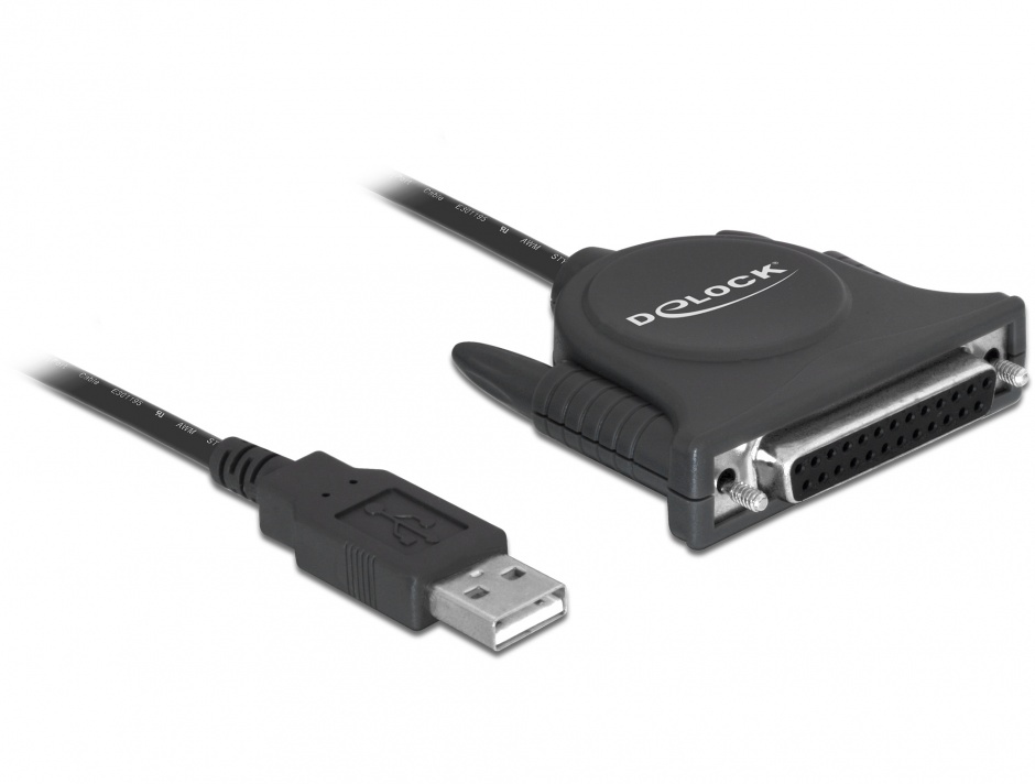 Cablu USB la paralel DB25 pini 1.6m, Delock 61509 1.6m