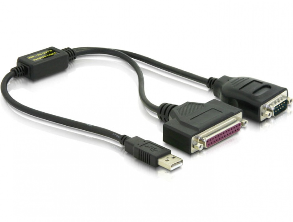Cablu USB la serial RS232 + parallel DB25, Delock 61516