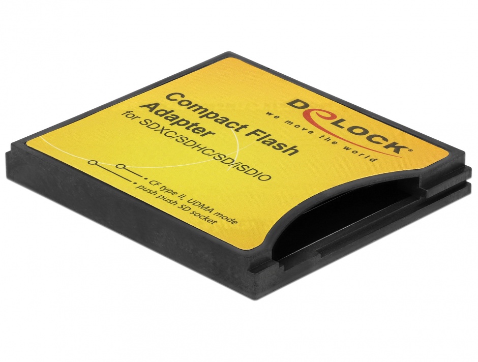 Adaptor Compact Flash tip II pentru SD, Delock 61796 Delock 61796 imagine 2022 3foto.ro
