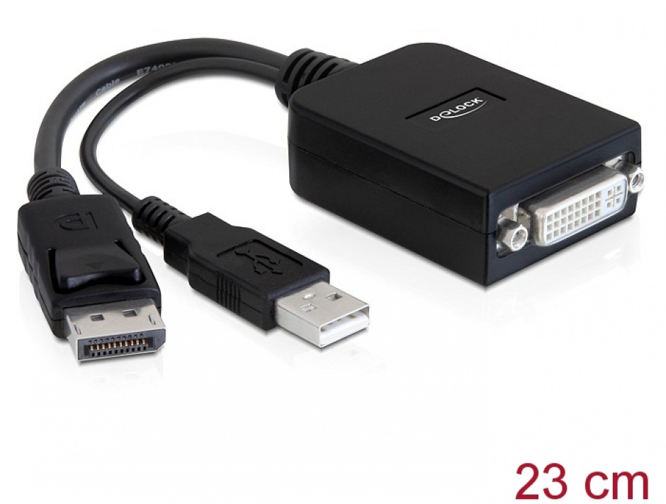 Adaptor Displayport la DVI-D Single Link 24+5 T-M activ, Delock 61855 conectica.ro imagine noua tecomm.ro
