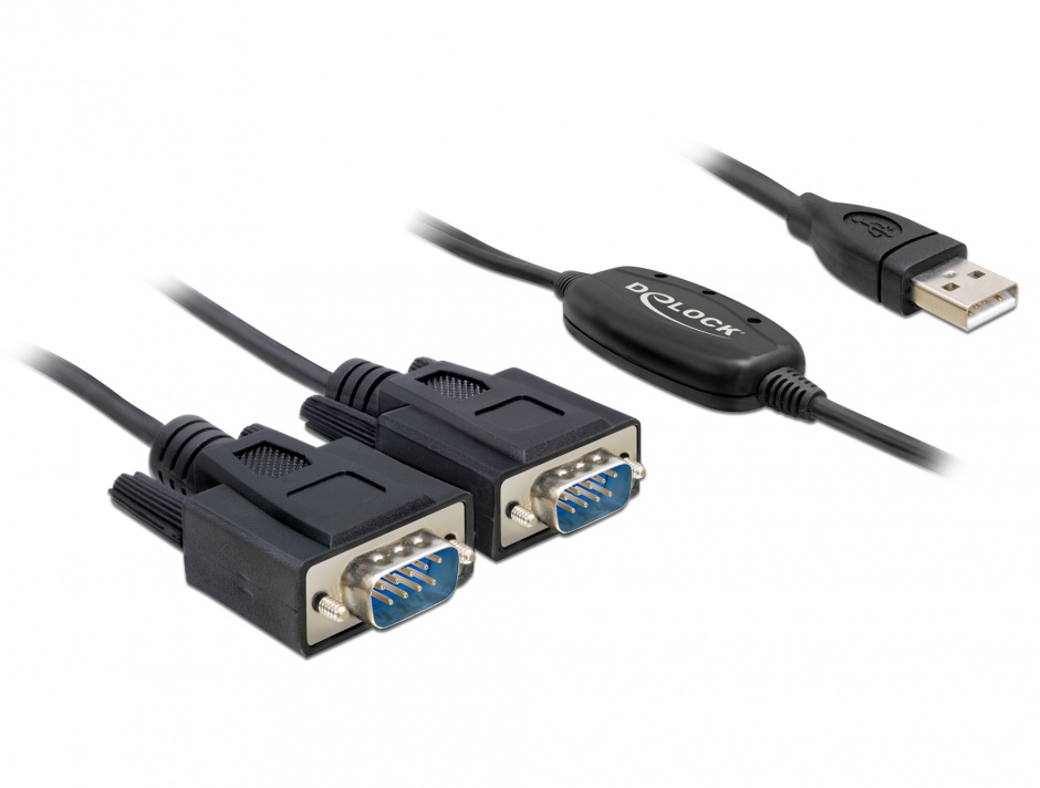Cablu USB la 2 x Serial RS232 FTDI 1.4m, Delock 61886 1.4m imagine noua