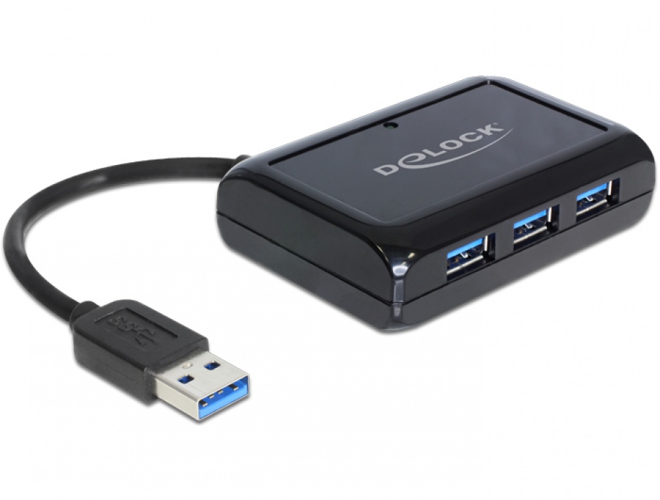 Hub USB cu 3 x USB 3.0 + 1 port Gigabit LAN, Delock 62440 3.0