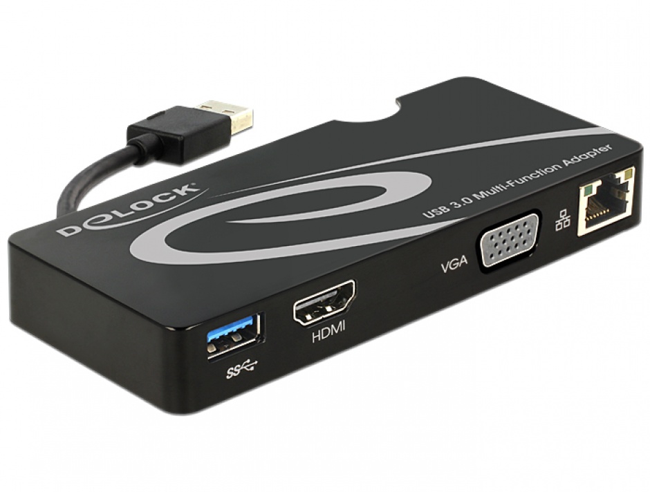 Docking station USB 3.0 la HDMI / VGA + Gigabit LAN + USB 3.0, Delock 62461 3.0