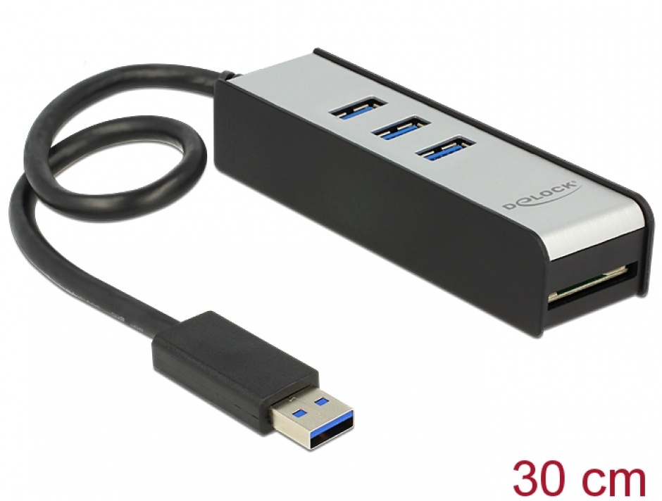 HUB USB 3.0 3 porturi + slot SD, Delock 62535 conectica.ro imagine noua tecomm.ro
