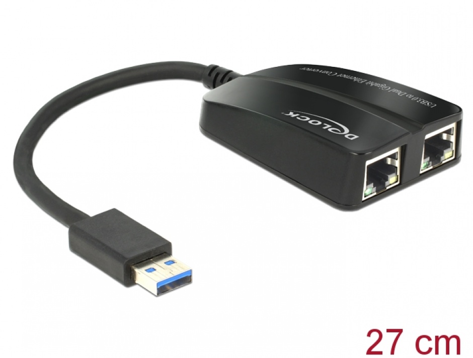 Adaptor USB 3.0 la 2 x Gigabit LAN 10/100/1000 Mb/s, Delock 62583 conectica.ro