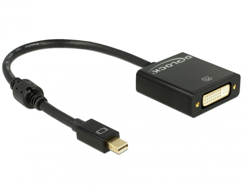Adaptor mini Displayport la DVI T-M 1.2 4K Activ Negru, Delock 62603 conectica.ro