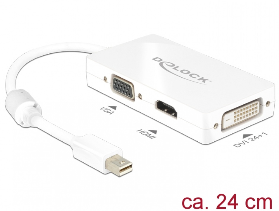 Adaptor mini Displayport la VGA / HDMI / DVI pasiv T-M Alb, Delock 62630 conectica.ro imagine noua tecomm.ro