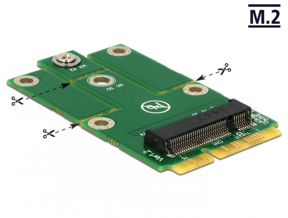 Adaptor mini PCIe la M.2 NGFF key B, Delock 62654 conectica.ro