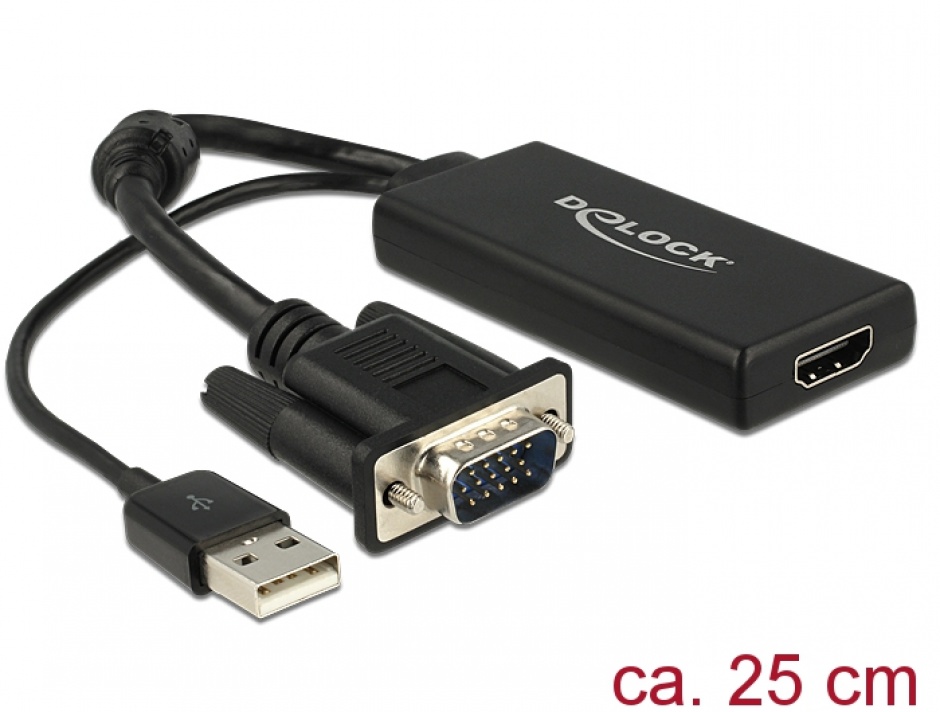 Convertor VGA la HDMI cu Audio Negru, Delock 62668 62668 imagine noua 2022