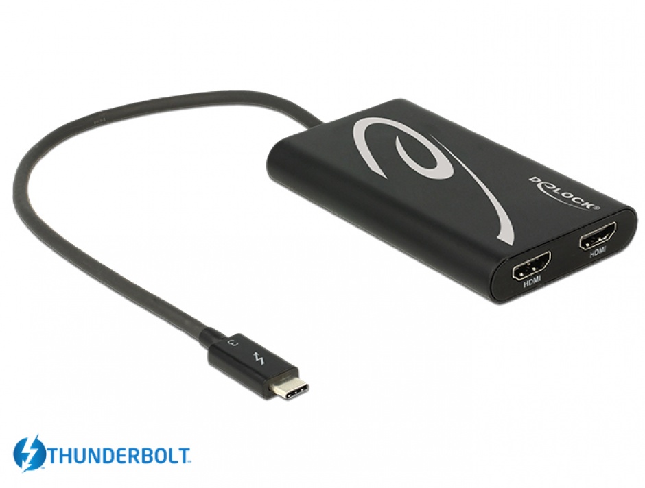Adaptor Thunderbolt 3 la 2 x HDMI 4K 30 Hz, Delock 62707 imagine noua