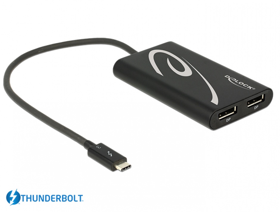 Adaptor Thunderbolt 3 (USB-C) la 2 x Displayport T-M 4K 60Hz, Delock 62708 conectica.ro imagine noua tecomm.ro