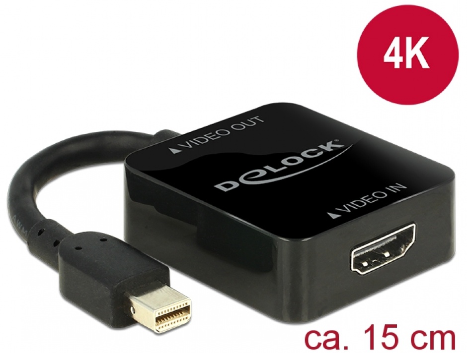 Adaptor HDMI la Mini Displayport 1.2 Negru, Delock 62711