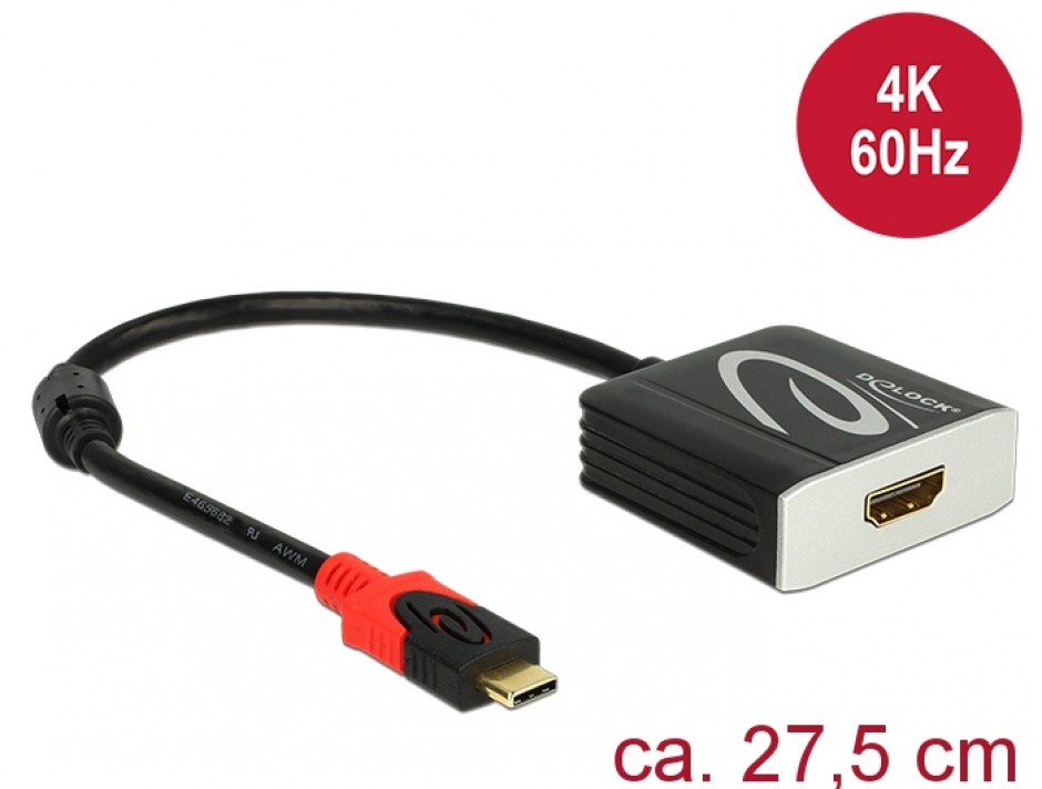 Adaptor USB tip C la HDMI T-M 4K 60 Hz (DP Alt Mode), Delock 62730 62730 imagine noua 2022