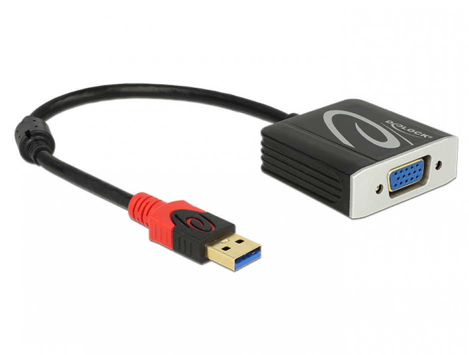 Adaptor USB 3.0 la VGA T-M, Delock 62738 conectica.ro imagine noua tecomm.ro