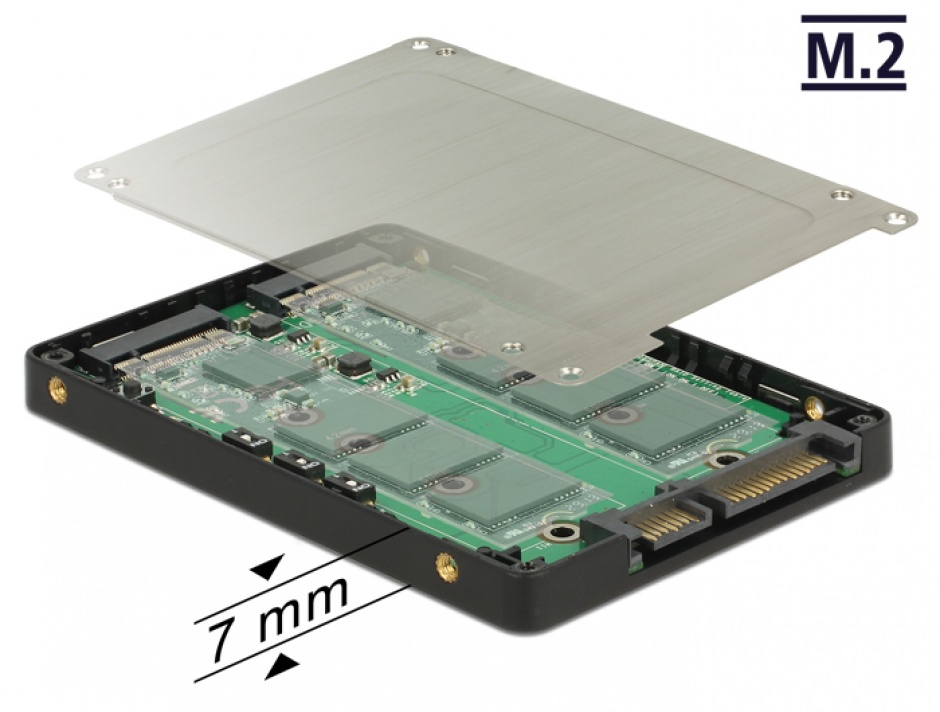 Adaptor 2.5″ SATA 22 pini la 2 x M.2 RAID + rack extern, Delock 62791 conectica.ro imagine noua 2022