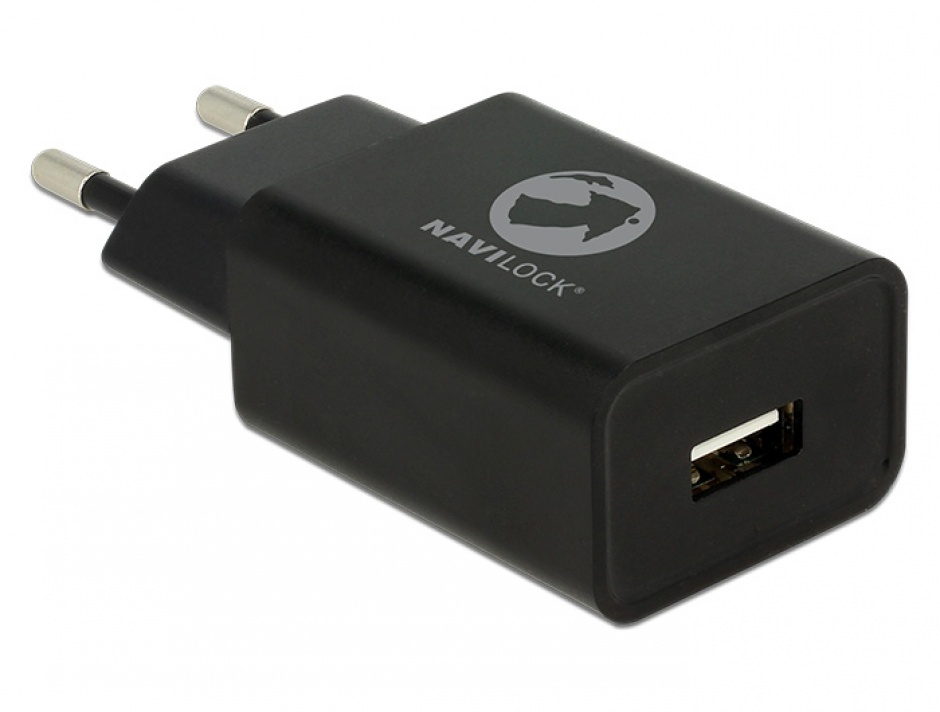 Incarcator priza 1 x USB 5V 2.4A + cablu micro USB-B Negru, Navilock 62847 imagine noua
