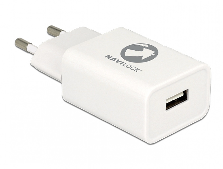 Incarcator priza 1 x USB 5V 2.4A + cablu micro USB-B Alb, Navilock 62849 conectica.ro