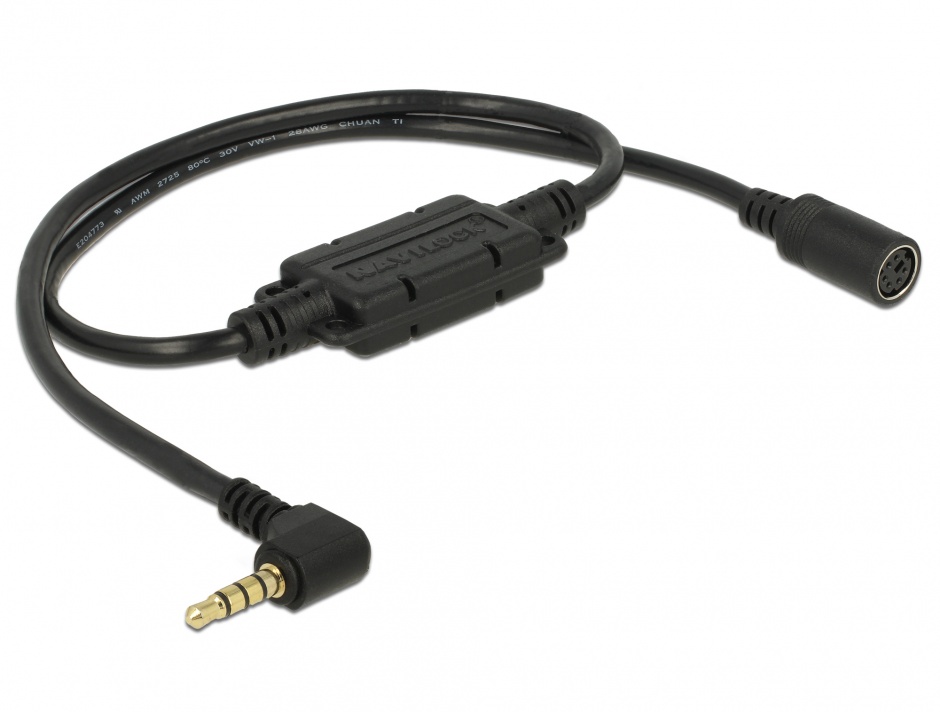 Cablu MD6 socket serial la jack 3.5 mm 4 pini unghi 90 grade TTL (5 V) 52cm, Navilock 62880 imagine noua