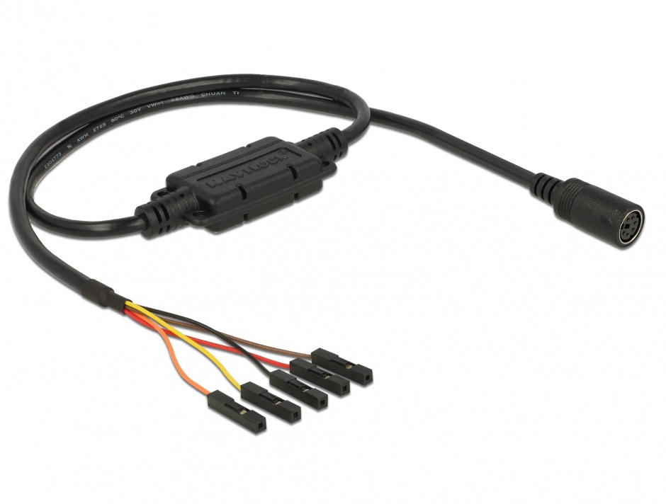Cablu MD6 socket serial la 5 pini pitch 2.54 mm TTL (5 V) 52cm, Navilock 62883 imagine noua