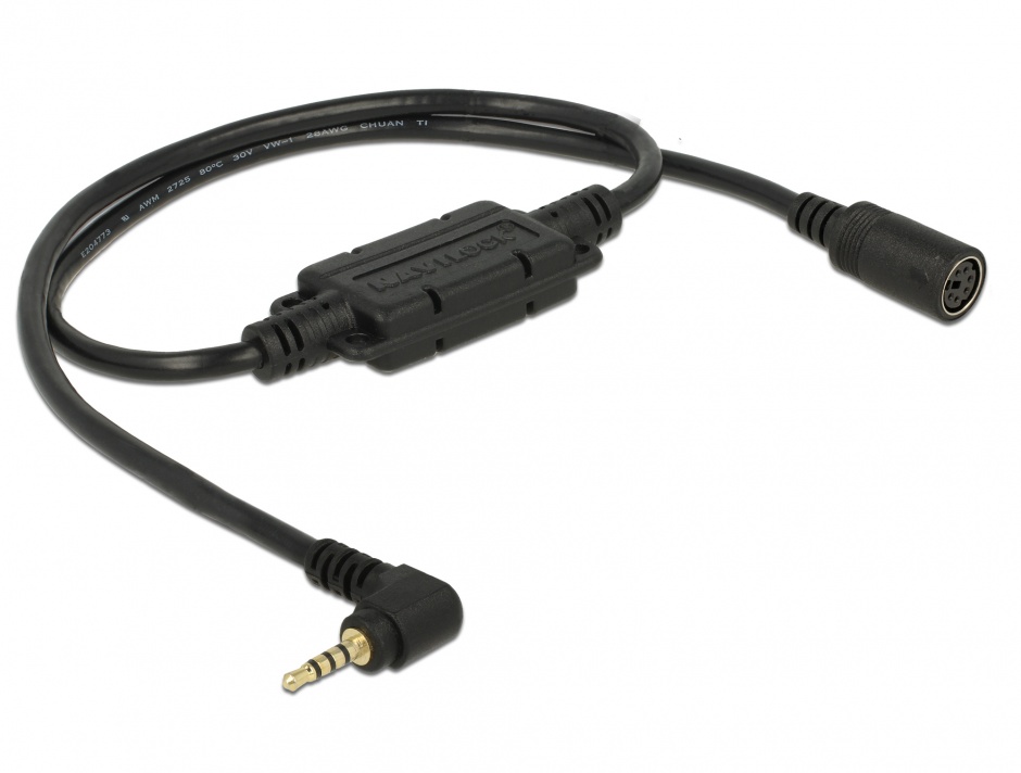 Cablu MD6 socket serial la jack 2.5 mm 4 pini 90° LVTTL (3.3 V) 52cm, Navilock 62924 conectica.ro