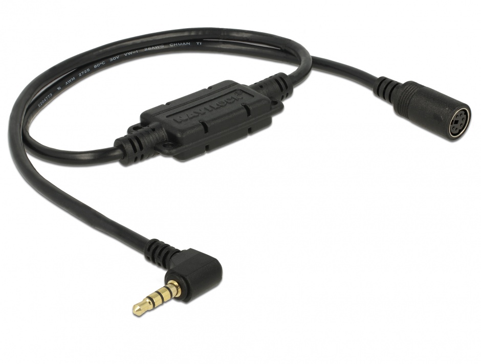 Cablu MD6 socket serial la jack 3.5 mm 4 pini 90° LVTTL (3.3 V) 52cm, Navilock 62926 conectica.ro