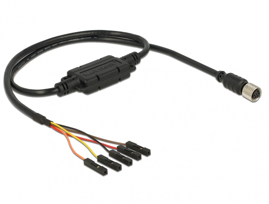 Cablu M8 waterproof la 5 pini pitch 2.54 mm (3.3 V), Navilock 62939 imagine noua