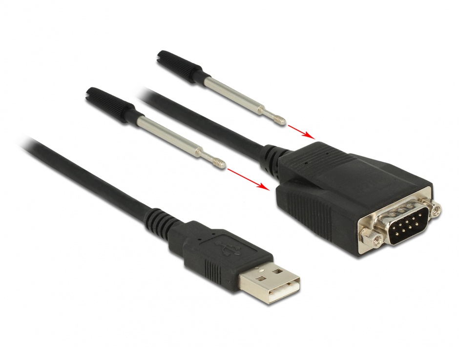Adaptor USB la Serial RS-232 DB9 cu protectie ESD 1.2m, Delock 62955 conectica.ro