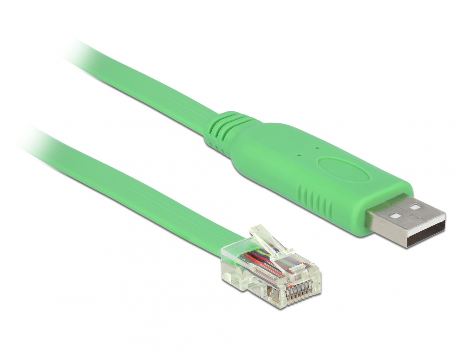 Cablu USB 2.0 tip A la 1 x Serial RS-232 RJ45 (pentru router Cisco) T-T 1.8m, Delock 62960 conectica.ro
