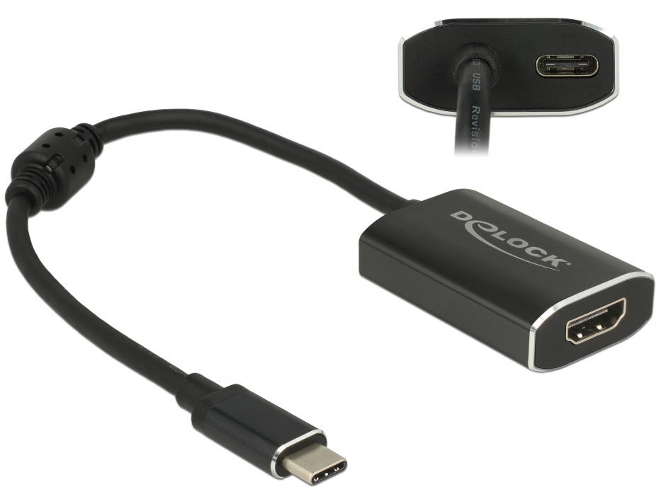 Adaptor USB-C la HDMI (DP Alt Mode) 4K 60 Hz T-M cu PD (Power delivery), Delock 62988 imagine noua