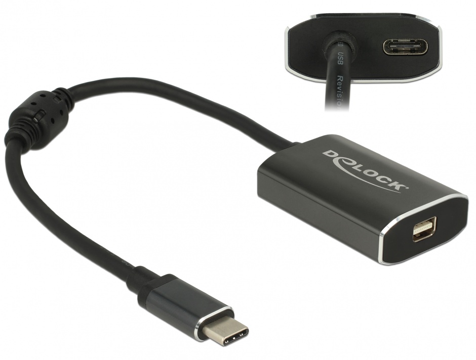 Adaptor USB-C la mini Displayport (DP Alt Mode) 4K 60 Hz T-M cu PD (Power delivery), Delock 62990 (DP imagine noua