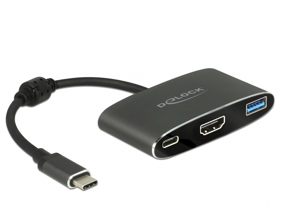 Adaptor USB tip C la HDMI (DP Alt Mode) 4K 30 Hz + USB-A + PD (power delivery), Delock 62991 conectica.ro