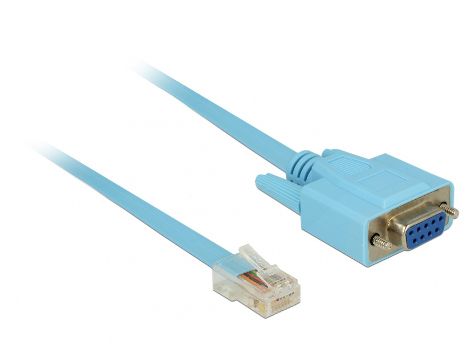Cablu serial RS-232 DB9 la Serial RS-232 RJ45 (pentru router Cisco) 1m, Delock 63341 conectica.ro